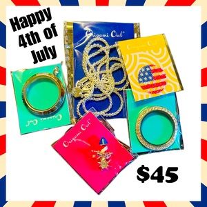 Crystal Face Locket and Base, Chain, USA flag insert, and Fire Cracker insert.